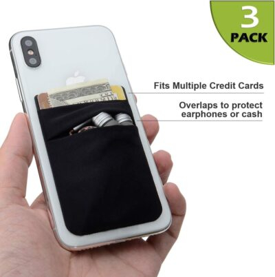 Hoblaze Stretchy Wallet Pocket: Versatile Adhesive Card Holder for Your Smartphone - 3-Pack Black - 이미지 2
