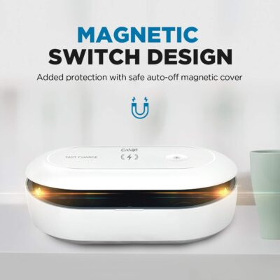 UV Light Sanitizer Box with Wireless Charging, 8 UV-C LED Lights for Phones, Toothbrushes, Nail Tools, Jewelry, and More (Blue) - 이미지 5