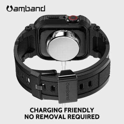 amBand Bands Compatible with Apple Watch 9/8/7/SE (2nd)/SE/6/5/4 45mm/44mm Case for Men, M1 Sport Series Rugged Case Protective Cover for iWatch SE2/6/SE/5/4/3 42/44/45mm Men Black - 이미지 4