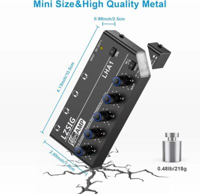 LZSIG Headphone Amplifier 4 Channel Metal Stereo Audio Amplifier,Mini Earphone Splitter with Power Adapter,1/4" & 1/8" TRS Headphones Output and TRS Audio Input,DC 12V - 이미지 6