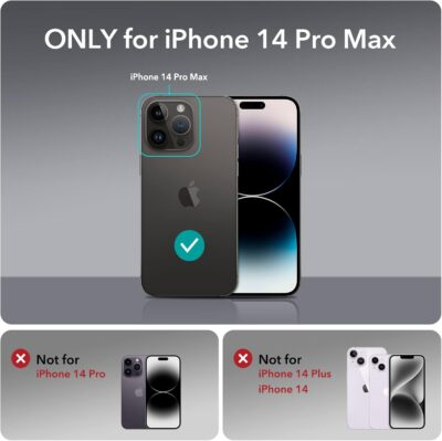 ESR for iPhone 14 Pro Max Case with Stand, Compatible with MagSafe, Full-Body Military-Grade Drop Proof Case with Built-in 9H+ Tempered Glass Screen Protector, Armor Series, Clear Black - 이미지 2