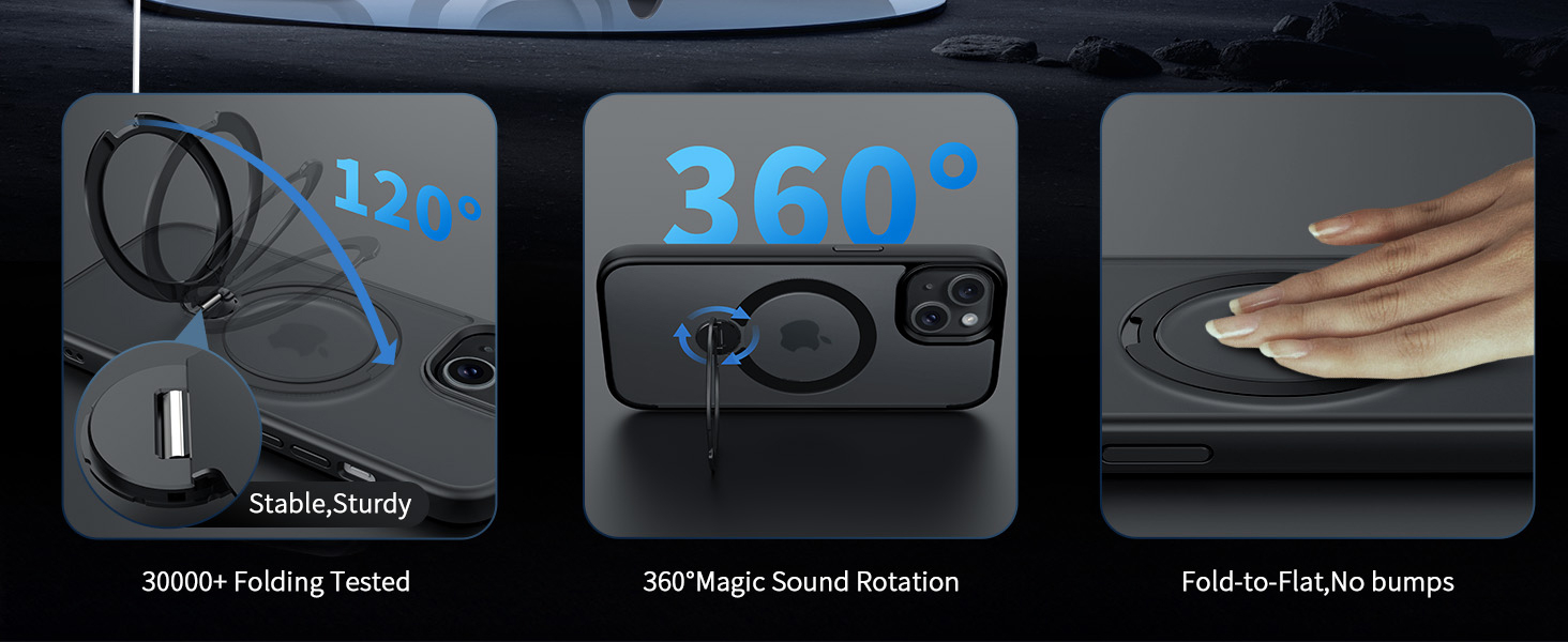 CACOE Magnetic Case for iPhone 13/14 6.1 inch with 360 Rotatable Ring Stand, Compatible with MagSafe Car Phone Mount, Cases Cover Phone Holder for Desk Meeting/Videos Matte Black 9 CACOE Magnetic Case for iPhone 13/14 6.1 inch with 360 Rotatable Ring Stand, Compatible with MagSafe Car Phone Mount, Cases Cover Phone Holder for Desk Meeting/Videos Matte Black-