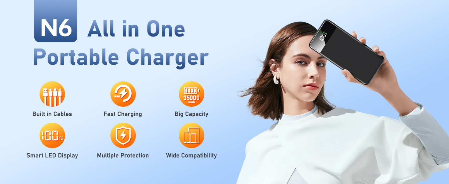SABANI Portable Charger 35000mAh Power Bank - Portable Battery with 4 Built in Cables, 22.5W Fast Charging Battery Pack Compatible with iPhone 16 15 14 13 Samsung Android Phone etc (1 Pack, Black) 8 SABANI Portable Charger 35000mAh Power Bank - Portable Battery with 4 Built in Cables, 22.5W Fast Charging Battery Pack Compatible with iPhone 16 15 14 13 Samsung Android Phone etc (1 Pack, Black)-