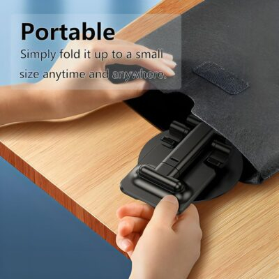 Phone Stand for Desk, 360 Degree Rotating Phone Stand Adjustable Cell Phone Stand Accessories Portable Smart Phone Stands Foldable Holder for Desk Home Office (Black) - 이미지 3