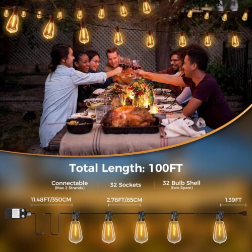 "Transform Your Outdoor Space: 100 FT Dimmable LED Edison String Lights for Magical Gatherings!" - 이미지 6