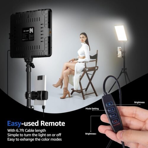 2-Pack LED Video Light Kit, NiceVeedi Studio Light, 2800-6500K Dimmable Photography Lighting Kit with Tripod Stand&Phone Holder, 73" Stream Light for Video Recording, Game Streaming, YouTube - 이미지 2