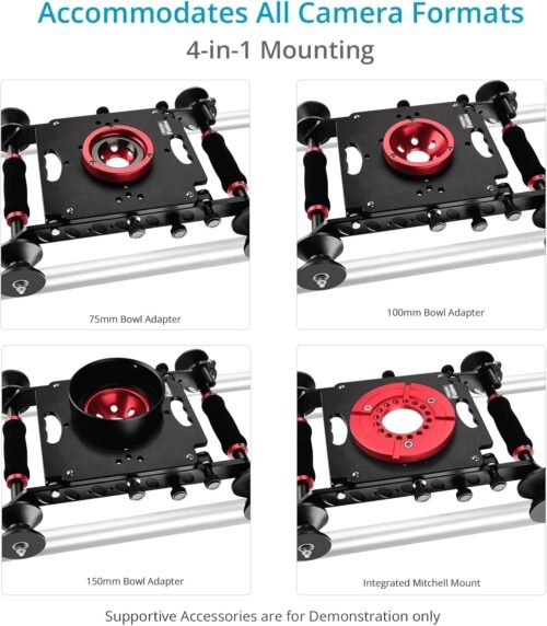 Proaim Fusion Video/Film Camera Dolly Slider with Track Ends. Runs on Tracks & Flat Surfaces. Payload up to 45.3kg /100lb. (DL-FUSN-01) - 이미지 4