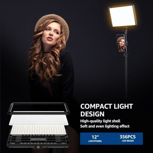 2-Pack LED Video Light Kit, NiceVeedi Studio Light, 2800-6500K Dimmable Photography Lighting Kit with Tripod Stand&Phone Holder, 73" Stream Light for Video Recording, Game Streaming, YouTube - 이미지 4