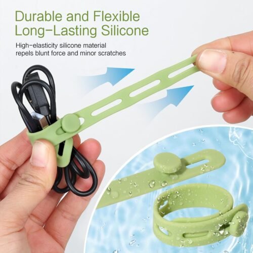 24Pcs Silicone Cable Ties - Reusable & Washable with Locking Buckle Design, Adjustable Fastening Cable Straps, Multi-Purpose High Elasticity Cord Organizer (4 Colors) - 이미지 4
