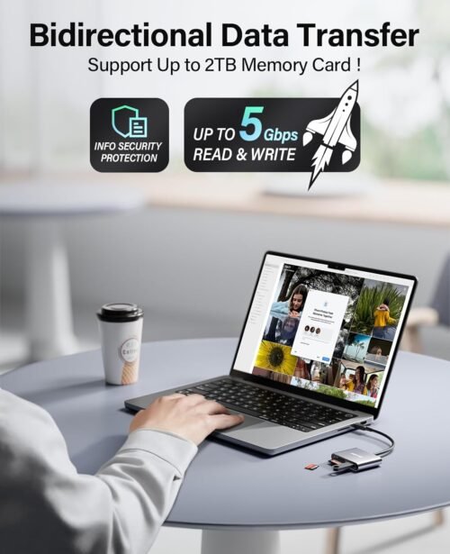 Hicober USB C to SD, Micro SD Memory Card Reader, Type C to SD Card Reader Adapter 2TB Capacity for MacBook Camera Android Windows Linux and Other Type C Device-Space Grey - 이미지 3
