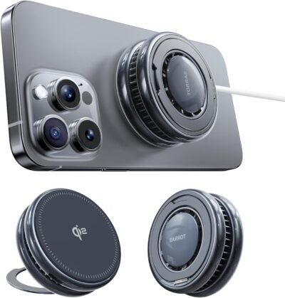 TORRAS PolarCircle Qi2 Mag-Safe Charger, 15W Cooling Magnetic Pad for iPhone 16/15/14/13, Wireless Charger for Samsung Galaxy S25 with 360°Spin Stand, Semiconductor Game Cooler, with 5ft Type-C Cable - 이미지 8