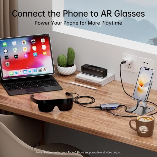 USB C to AR Glasses with Charging Adapter Enables Multi-Screen Enhanced 3D VR Video Features Compatible for iPhone 15/16 Viture/Rokid/Xreal AR Glasses (Dual USB C) - 이미지 6
