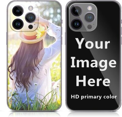 Personalized Photo Phone Case, with iPhone 16 15 14 13 12 11 Pro Max Plus Mini XR XS X, Custom Picture Design Your Own Collage Phone Cover for Family Friends Couple Gift Compatible (1 Photo)