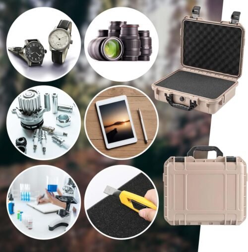 14.3 x 11.4 x 4.5 Inch Waterproof Hard Case with DIY Customizable Foam Insert Portable Protective Case with Knife for Camera Drones Equipments Tools Test Instruments (Tan) - 이미지 7