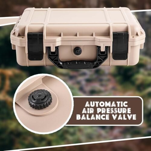 14.3 x 11.4 x 4.5 Inch Waterproof Hard Case with DIY Customizable Foam Insert Portable Protective Case with Knife for Camera Drones Equipments Tools Test Instruments (Tan) - 이미지 4