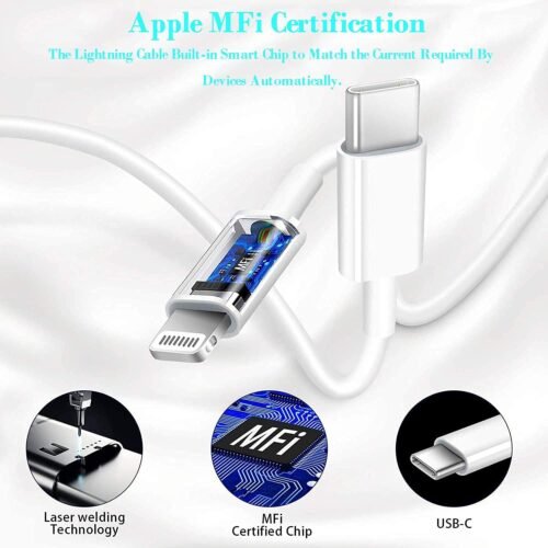 [Apple MFi Certified] iPhone Fast Car Charger, Veetone 48W Dual Port USB C Power Delivery All Metal Car Adapter with 2 Pack Lightning Cable, PD/QC 3.0 Type C Rapid Car Charging for iPhone/iPad/Airpods - 이미지 2