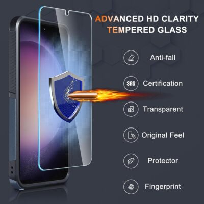 Ultimate Armor: RMOCR Heavy-Duty Full-Body Protection Case for Samsung Galaxy S24 FE in Navy Blue with Lanyard, Screen Shield, and Lens Guard - 이미지 5