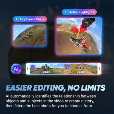 Insta360 X4 Get-Set Bundle - 8K Waterproof 360 Action Camera, 4K Wide-Angle Video, Invisible Selfie Stick Effect, Removable Lens Guards, 135 Min Battery Life, AI Editing, Stabilization - 이미지 8