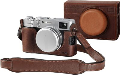 Elevate Your FUJIFILM X100VI: Premium Leather Case Kit with Half Cover, Flip Top, and Stylish Shoulder Strap