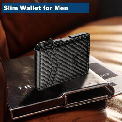Wallet for Men, Mens Minimalist Wallet 9-13 Cards, Slim Compact Wallet with Money Clip & ID Window, RFID Blocking Smart Pop Up Card Wallet, Metal Aluminum Credit Card Holder Bifold Wallet - 이미지 2