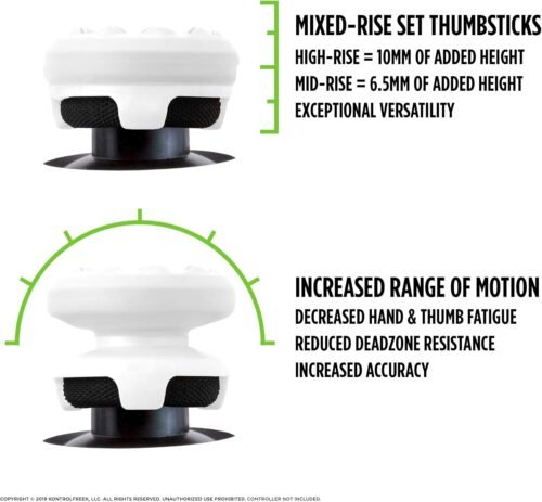 KontrolFreek FPS Freek Galaxy White for PlayStation 4 (PS4) and PlayStation 5 (PS5) | Performance Thumbsticks | 1 High-Rise, 1 Mid-Rise | White - 이미지 2