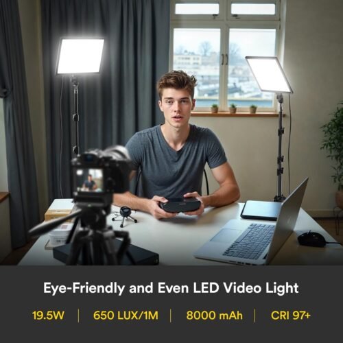 RALENO 2 Packs LED Video Light and 75inches Stand Lighting Kit, CRI 95+ Photography Lighting with 8000mAh Built-in Battery & LCD Display, Studio Lights for TikTok, YouTube, Live Streaming, Videography - 이미지 2