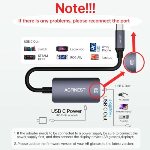 USB C to AR Glasses with Charging Adapter Enables Multi-Screen Enhanced 3D VR Video Features Compatible for iPhone 15/16 Viture/Rokid/Xreal AR Glasses (Dual USB C) - 이미지 5