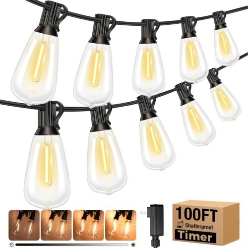 "Transform Your Outdoor Space: 100 FT Dimmable LED Edison String Lights for Magical Gatherings!"