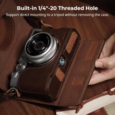 Elevate Your FUJIFILM X100VI: Premium Leather Case Kit with Half Cover, Flip Top, and Stylish Shoulder Strap - 이미지 5