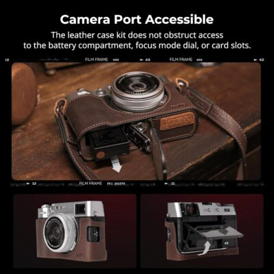 Elevate Your FUJIFILM X100VI: Premium Leather Case Kit with Half Cover, Flip Top, and Stylish Shoulder Strap - 이미지 6