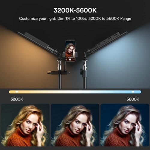 RALENO 2 Packs LED Video Light and 75inches Stand Lighting Kit, CRI 95+ Photography Lighting with 8000mAh Built-in Battery & LCD Display, Studio Lights for TikTok, YouTube, Live Streaming, Videography - 이미지 4