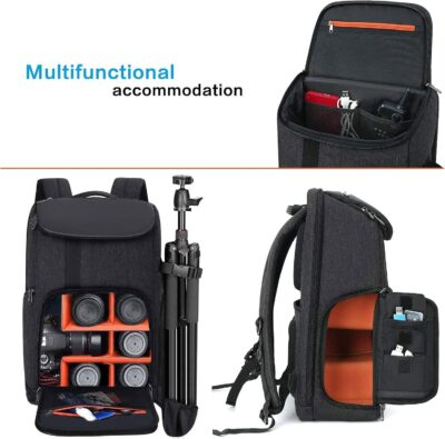 "Ultimate Photography Adventure: MOSISO DSLR Backpack with Laptop Sleeve, Tripod Holder & Rain Protection in Sleek Space Gray" - 이미지 2