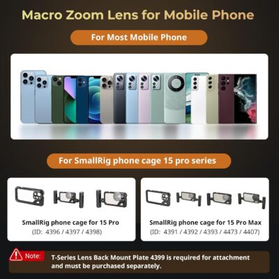 SMALLRIG 75mm HD Master Macro Lens, T-Mount Lens for iPhone, for Samsung, for Huawei, for Xiaomi, Macro Photography Phone Camera Lens Attachment - 4588 - 이미지 4