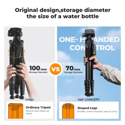 Elevate Your Creativity: K&F Concept 75" Ultra-Light Travel Tripod for DSLR and Smartphones - Perfect for Vlogs and Live Streams! - 이미지 2