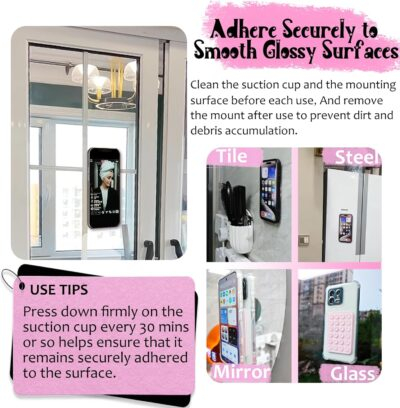 Suction Power Duo: Ultra-Sticky Silicone Phone Mount for Flawless Selfies & Videos (Light Pink & Translucent) - 이미지 4
