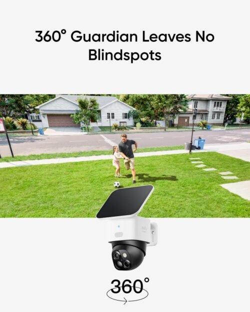eufy Security SoloCam S340, Solar Security Cameras Wireless Outdoor, Cameras for Home Security, 360° Pan & Tilt Surveillance, No Blind Spots, 2.4 GHz Wi-Fi, No Monthly Fee, HomeBase S380 Compatible - 이미지 4