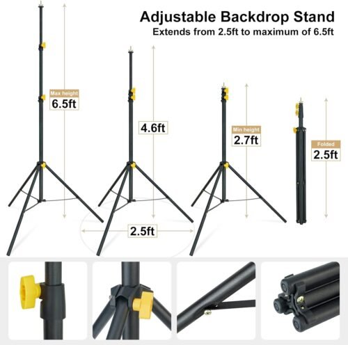 LINCO Lincostore Backdrop Support Stand Kit 10x6.5ft Adjustable Photography Studio Photo Background Support System with Carrying Bag for Green Screen Muslin, 4171 - 이미지 5