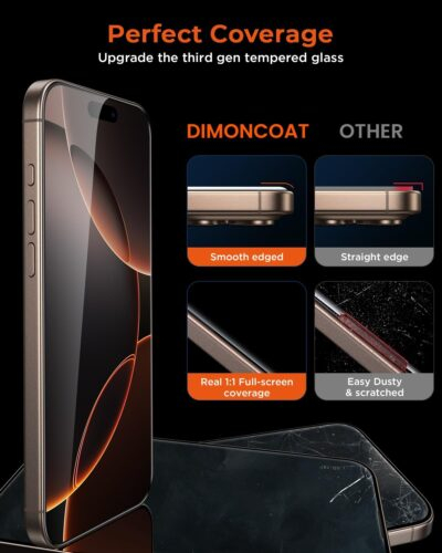 DIMONCOAT 4-PACK Privacy Screen Protector Compatible with iPhone 16 Pro Max [Auto Alignment Kit] [10X Military Protection] 16 Pro Max 6.9 inch Tempered Glass Film [Case Friendly] - 이미지 4