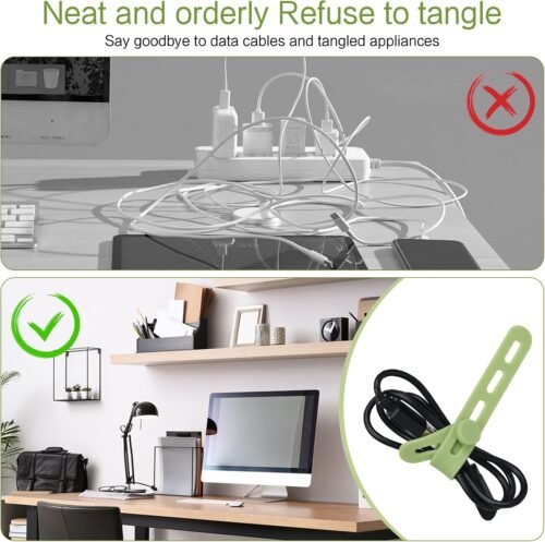 24Pcs Silicone Cable Ties - Reusable & Washable with Locking Buckle Design, Adjustable Fastening Cable Straps, Multi-Purpose High Elasticity Cord Organizer (4 Colors) - 이미지 7