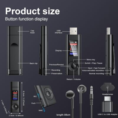 "Compact 64GB Voice Recorder: Your Ultimate Portable Companion for Meetings, Interviews, and Classes!" - 이미지 5