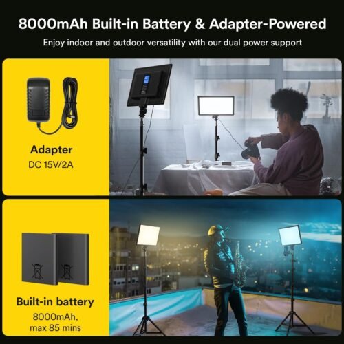 RALENO 2 Packs LED Video Light and 75inches Stand Lighting Kit, CRI 95+ Photography Lighting with 8000mAh Built-in Battery & LCD Display, Studio Lights for TikTok, YouTube, Live Streaming, Videography - 이미지 5