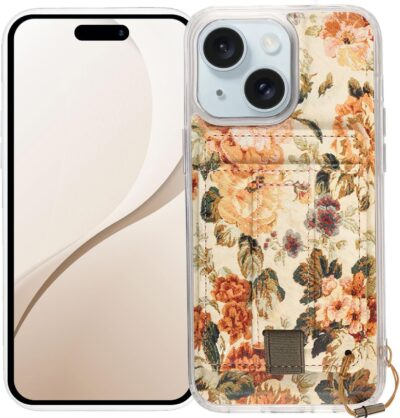 Chic & Functional: Walli Aesthetic Magnetic Wallet Case for iPhone 14 Plus – Stylish Card Holder with Kickstand & Finger Strap!