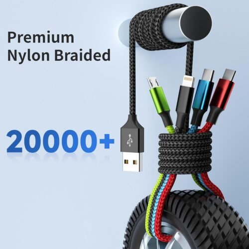 4 in 1 Multi Charging Cable [2Pack 5FT], Nylon Braided 4 in 1 Charging Cable, Multi Chargers for All Devices with IP/Type C/Type C/Micro Port, Compatible with Most Cell Phones/Tablets and More - 이미지 8