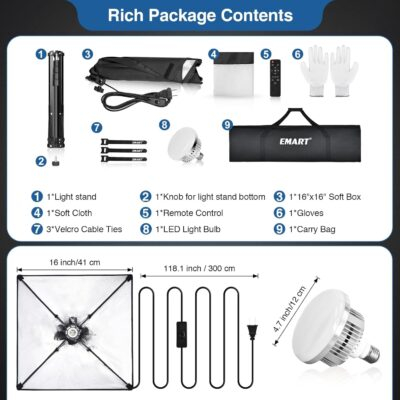 Illuminate Your Creativity: EMART 16" Softbox Lighting Kit for Stunning Studio Photography and Video! - 이미지 8