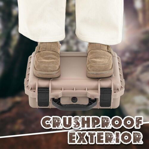 14.3 x 11.4 x 4.5 Inch Waterproof Hard Case with DIY Customizable Foam Insert Portable Protective Case with Knife for Camera Drones Equipments Tools Test Instruments (Tan) - 이미지 5