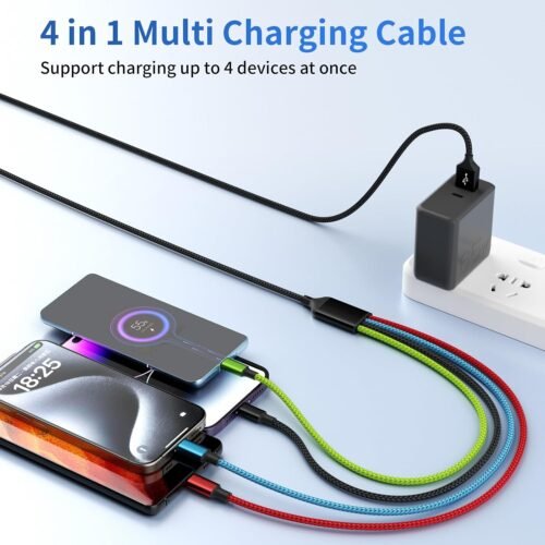4 in 1 Multi Charging Cable [2Pack 5FT], Nylon Braided 4 in 1 Charging Cable, Multi Chargers for All Devices with IP/Type C/Type C/Micro Port, Compatible with Most Cell Phones/Tablets and More - 이미지 9