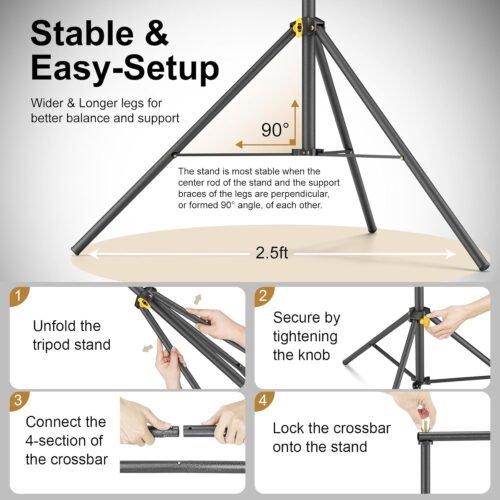 LINCO Lincostore Backdrop Support Stand Kit 10x6.5ft Adjustable Photography Studio Photo Background Support System with Carrying Bag for Green Screen Muslin, 4171 - 이미지 3