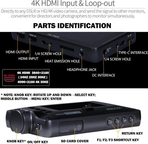 Illuminate Your Filmmaking: VILTROX DC-550pro 5.5" 4K Touch Screen Monitor Kit with Sunshade and Battery Power - 이미지 7