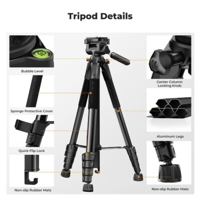 Elevate Your Creativity: K&F Concept 75" Ultra-Light Travel Tripod for DSLR and Smartphones - Perfect for Vlogs and Live Streams! - 이미지 9