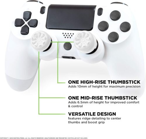 KontrolFreek FPS Freek Galaxy White for PlayStation 4 (PS4) and PlayStation 5 (PS5) | Performance Thumbsticks | 1 High-Rise, 1 Mid-Rise | White - 이미지 3